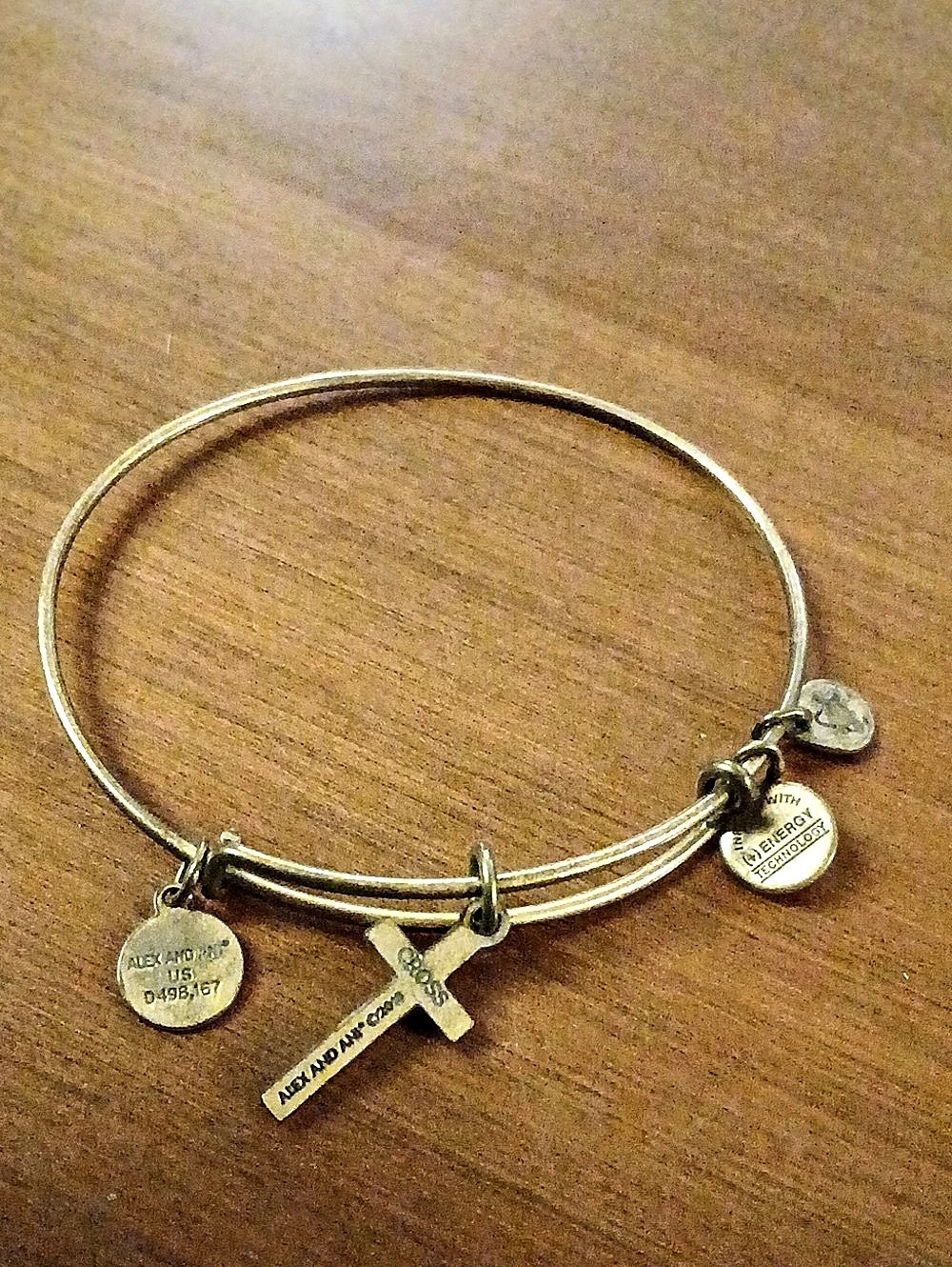 Alex and Ani Cross Charm Bangle Gold/Brass Tone